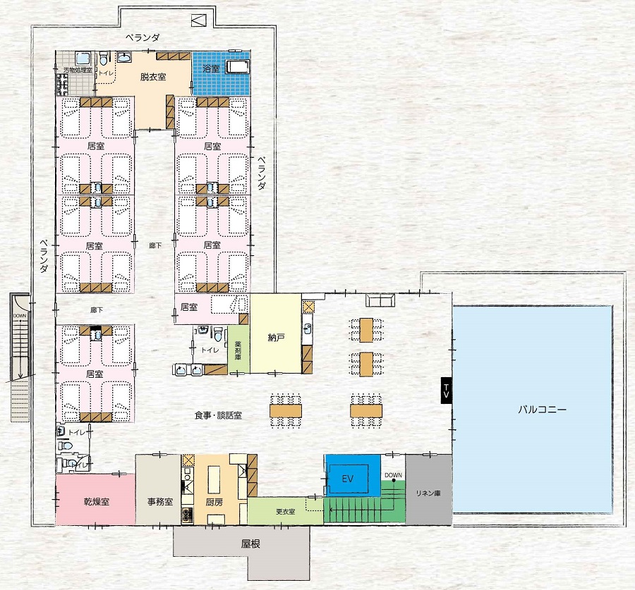 小規模グループハウス　ココロ大森北弐番館 2階の施設平面図(画像を押すと拡大します)