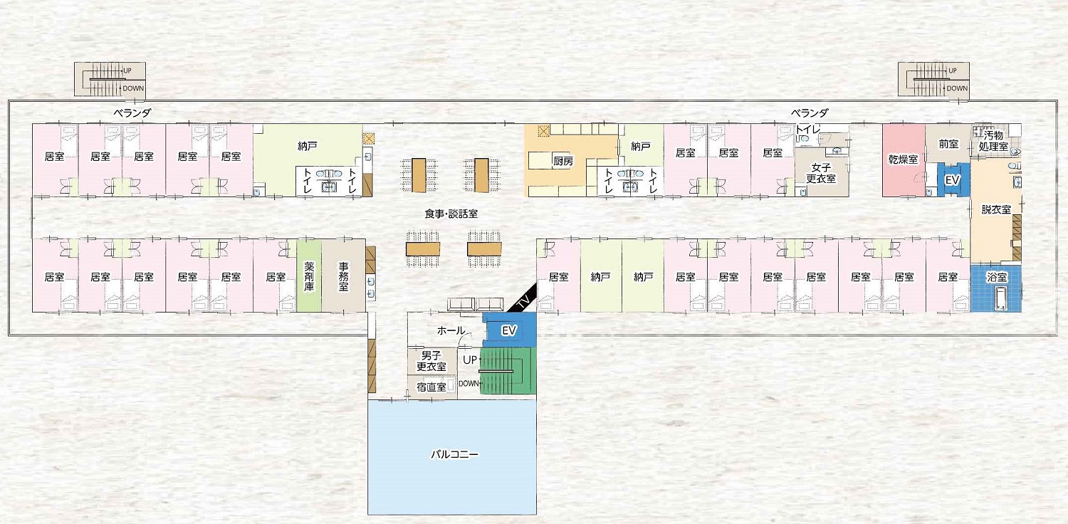 ココロ青山台 GREEN HOUSE 2Fの施設平面図(画像を押すと拡大します)