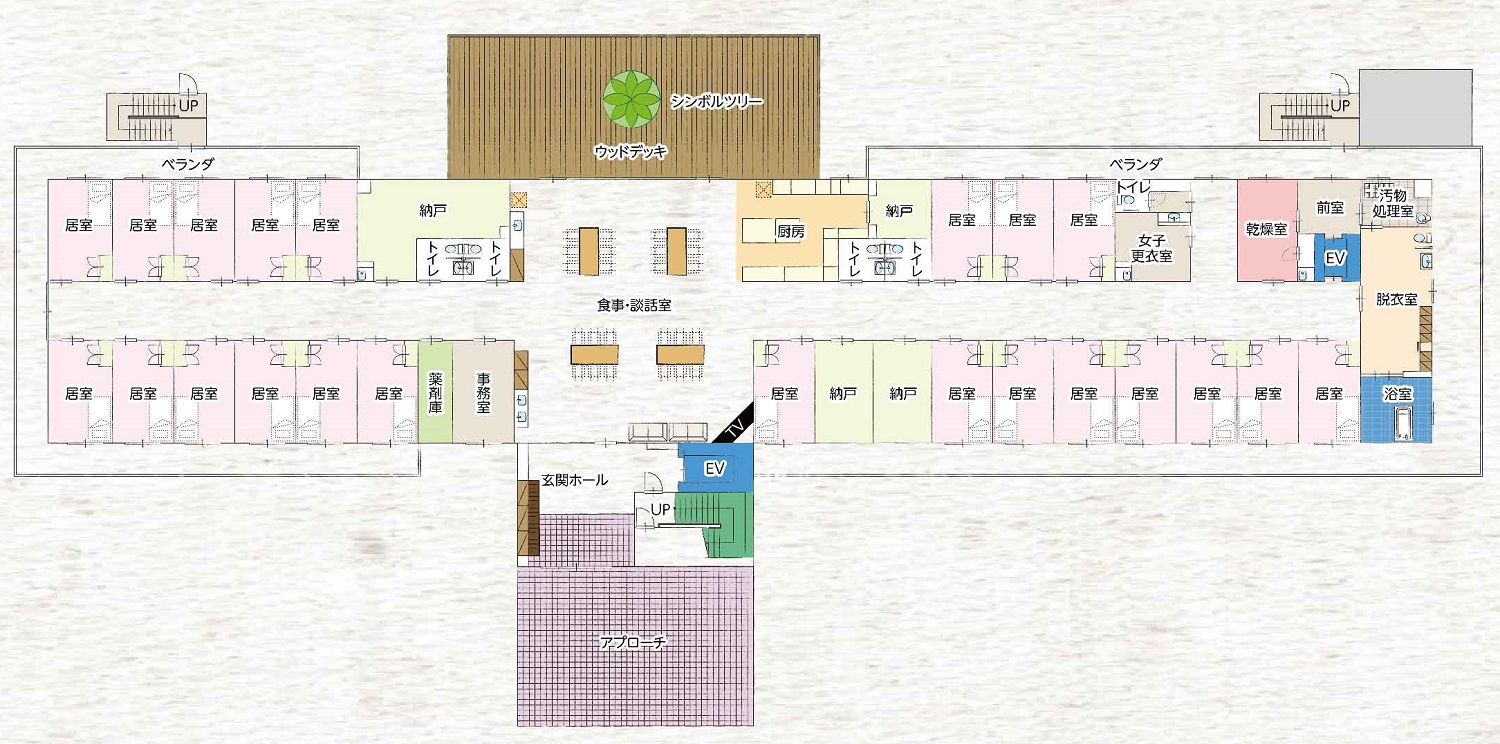 ココロ青山台 GREEN HOUSE 1Fの施設平面図(画像を押すと拡大します)